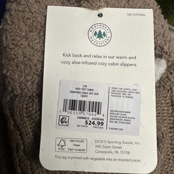NWT Northeast Outfitters Women's Cozy Cabin Slippers Size S/M (Diamond Taupe) - Picture 7 of 9